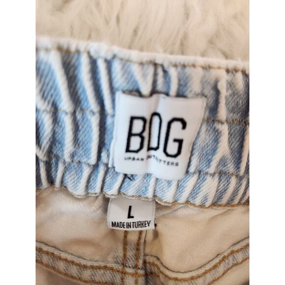 BDG Urban Outfitters Women's Acid Wash Elastic Waist Denim Mini Skirt Size L - Picture 3 of 6